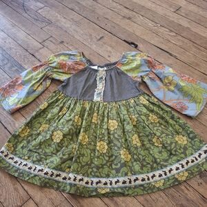 Matilda Jane Floral Kids Blouse - Green and Blue